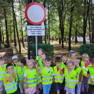 Dzieci zapoznają się ze znakami drogowymi