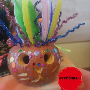 Konkurs na najciekawiej ozdobioną dynię w grupie ”Wiewiórek” i ”Biedronek”.