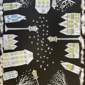 "Świateczne miasteczko nocą"